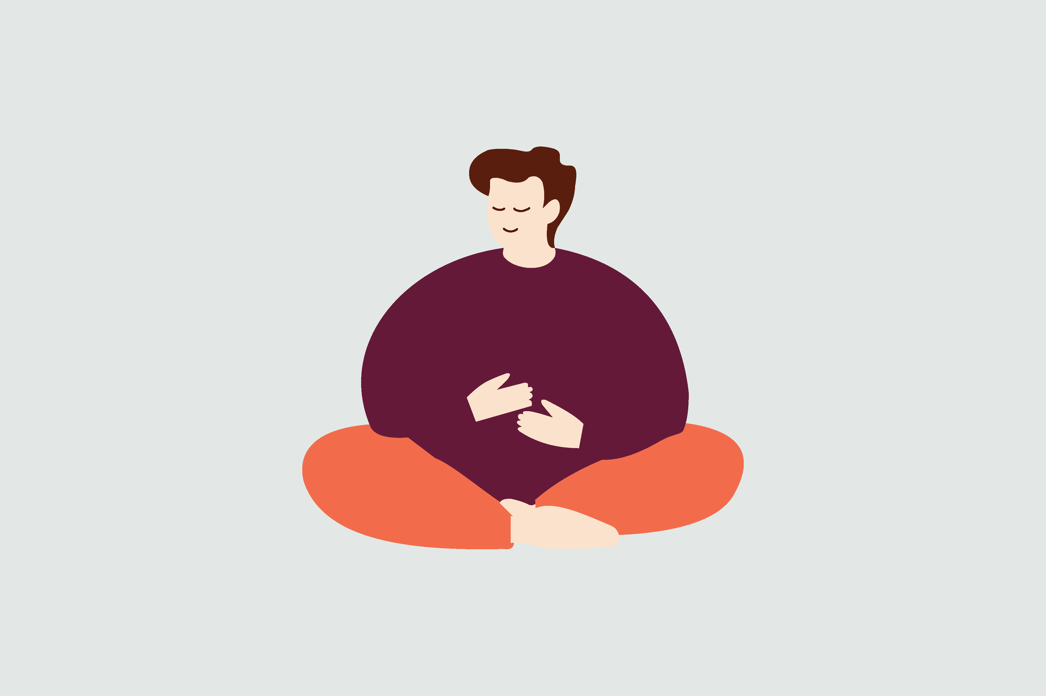 Illustration som föreställer en person som sitter ned och ser lugn ut