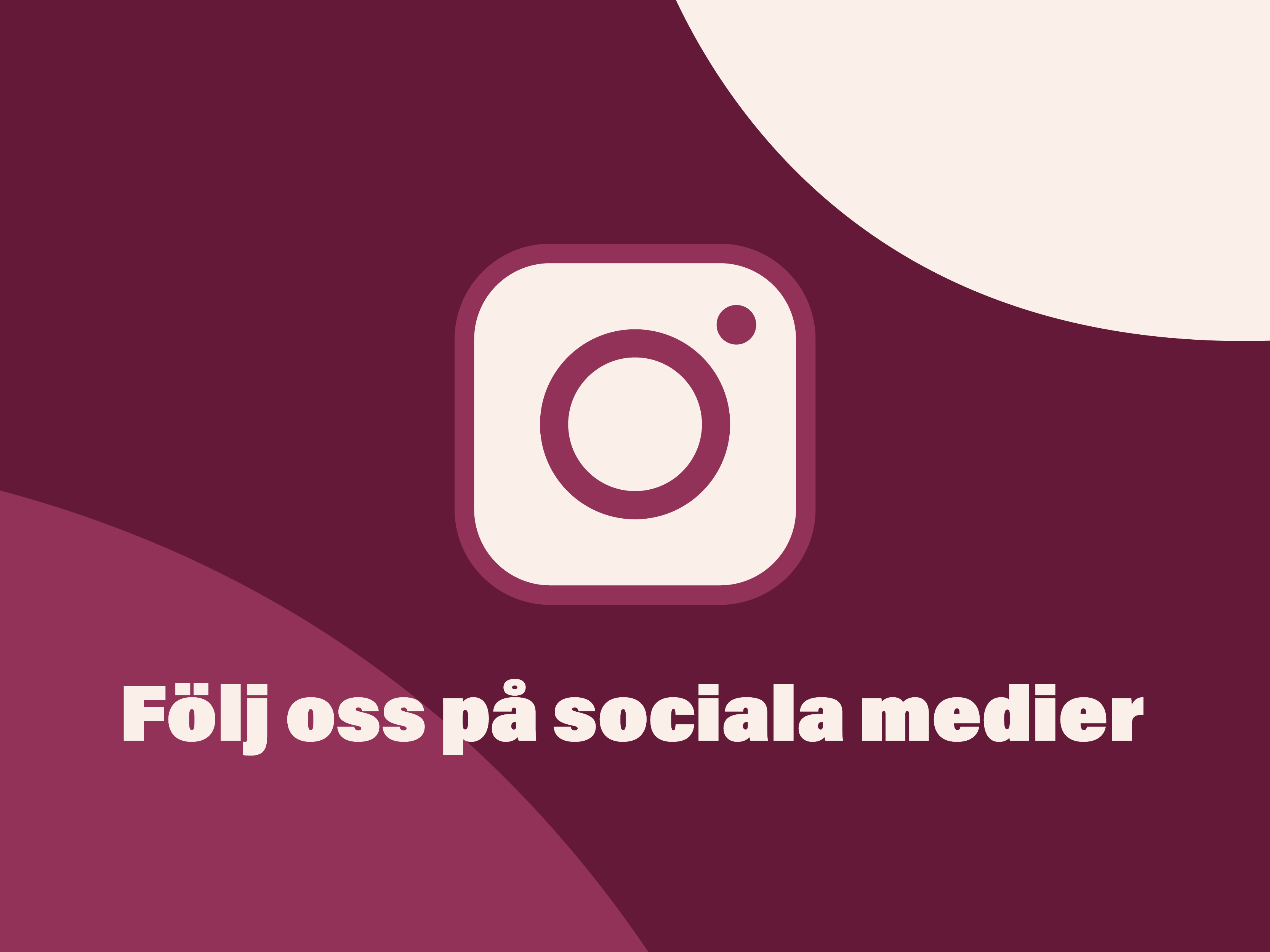 en bild med en instagram-logotyp och texten "följ oss på sociala medier"