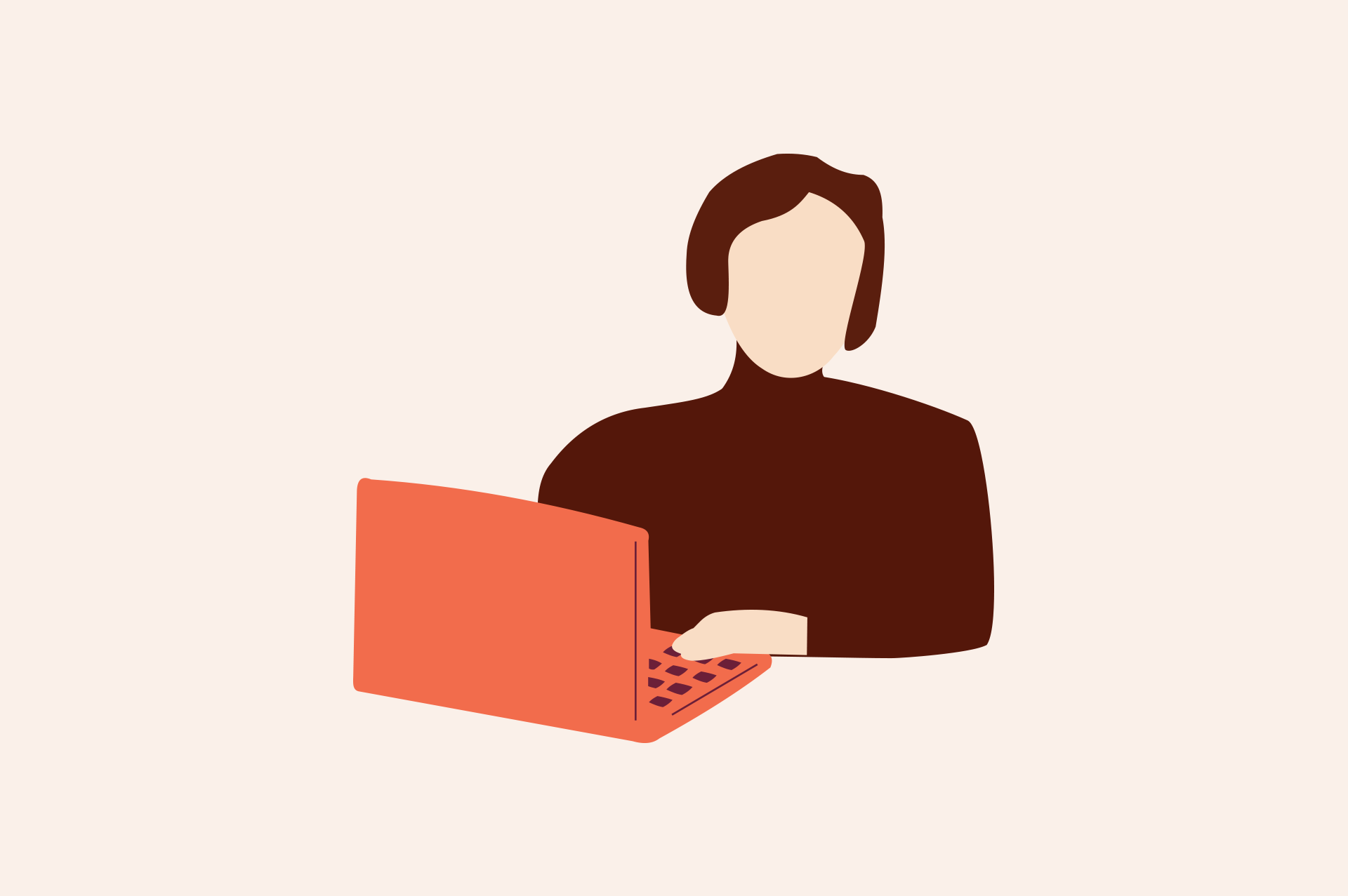 An illustration of a student sitting by a computer