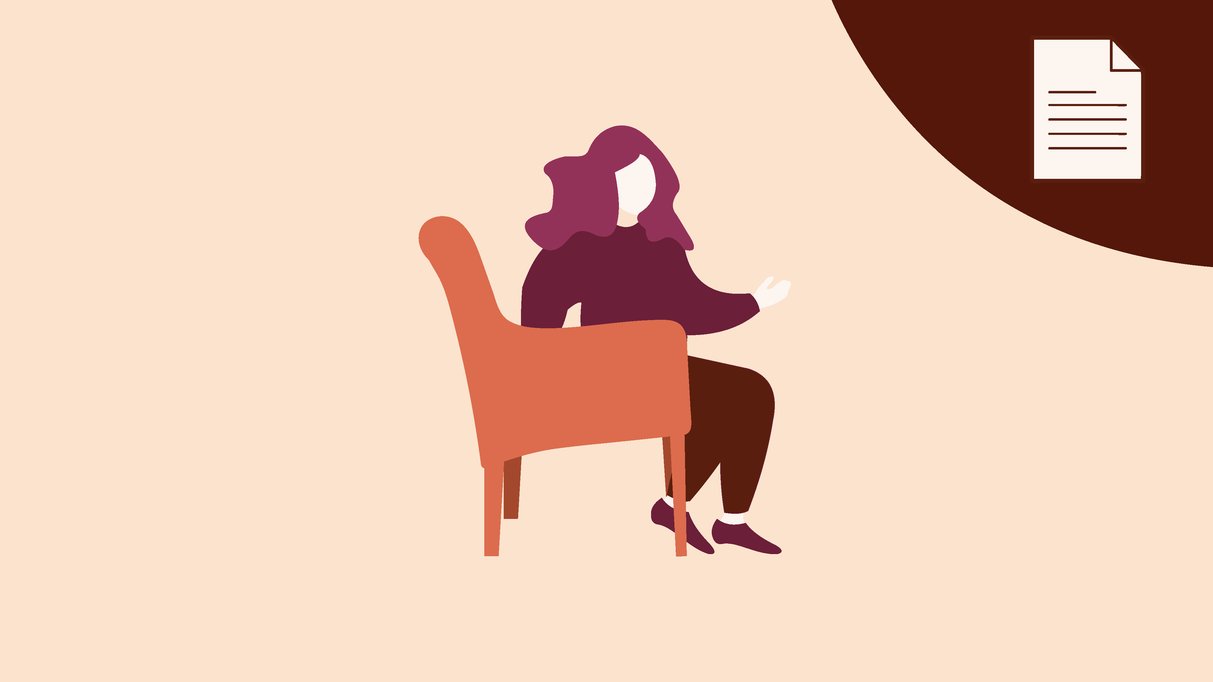 Illustration av en student som sitter vid en dator
