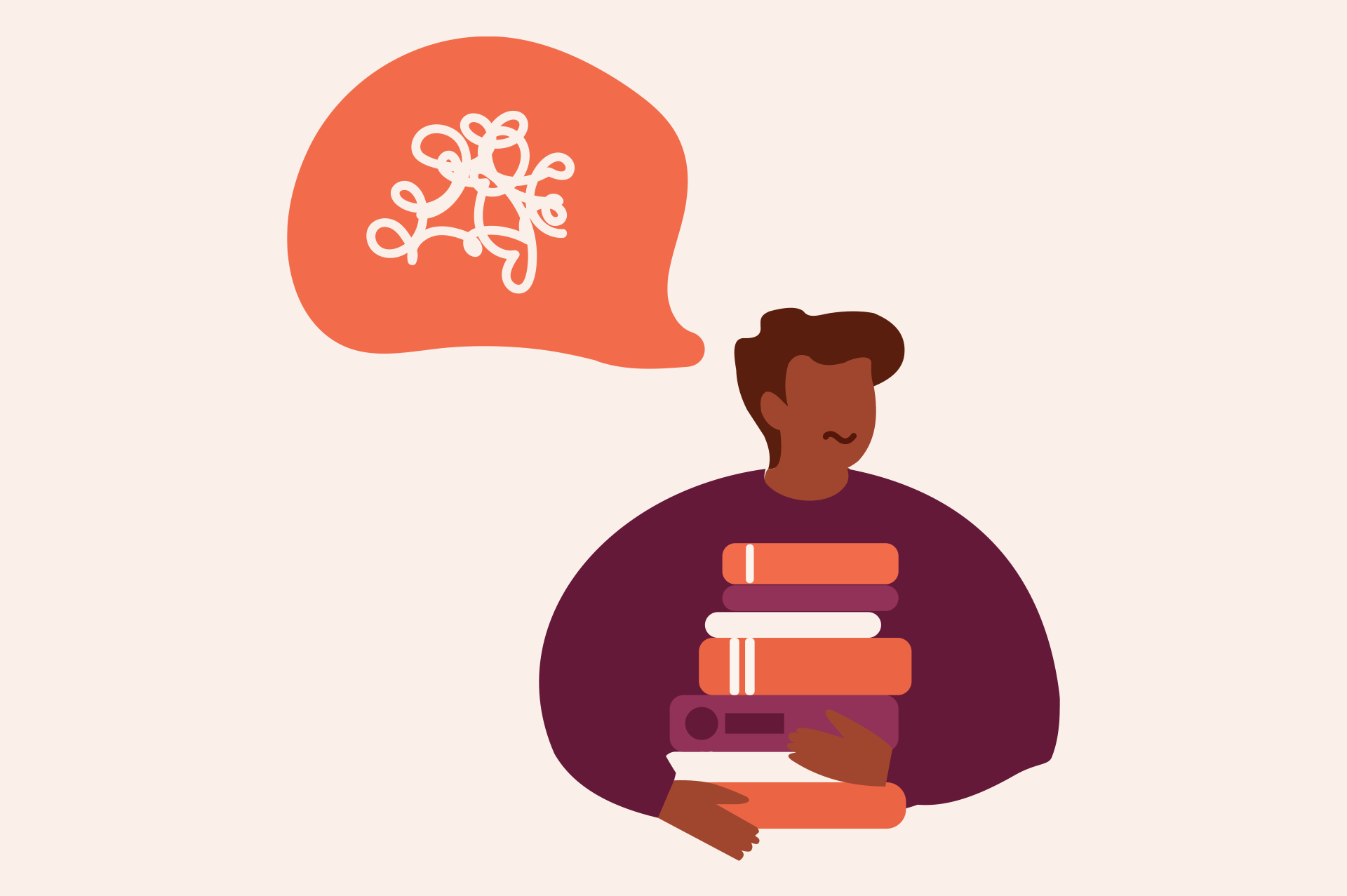 Illustration på stressad student