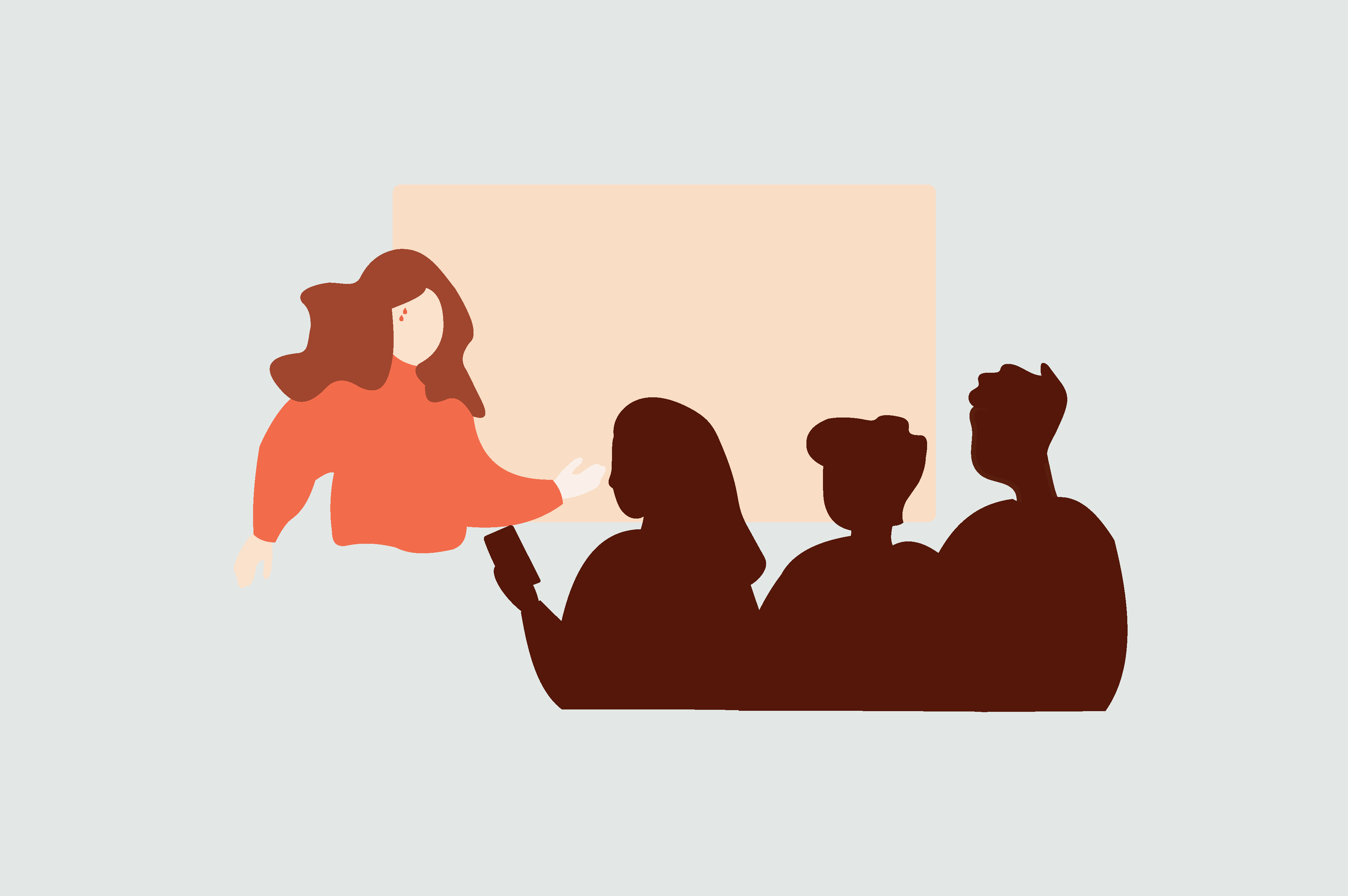 Student in front of a group