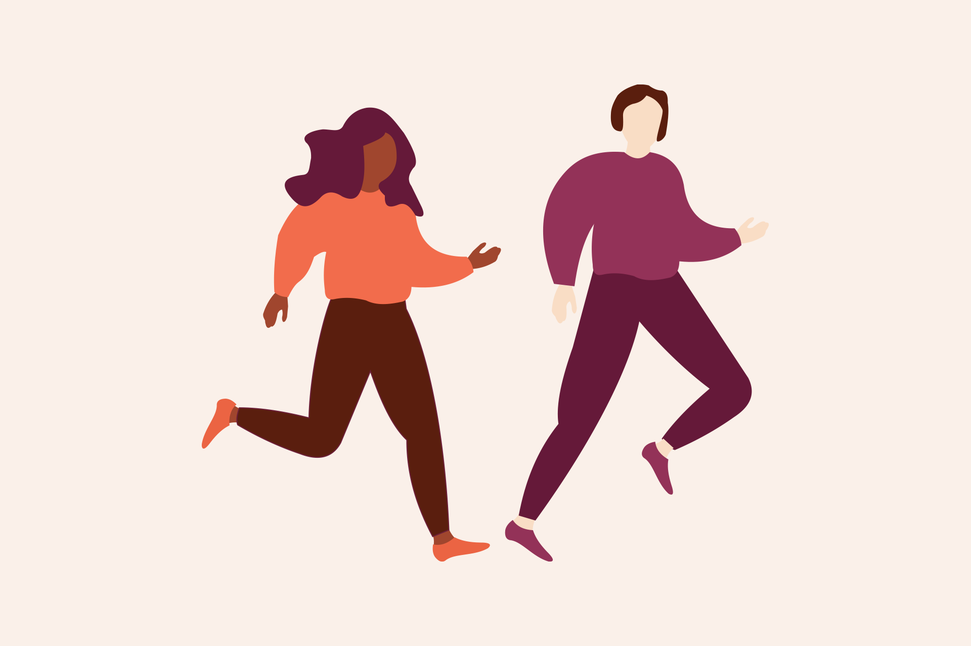 An illustration of two people running